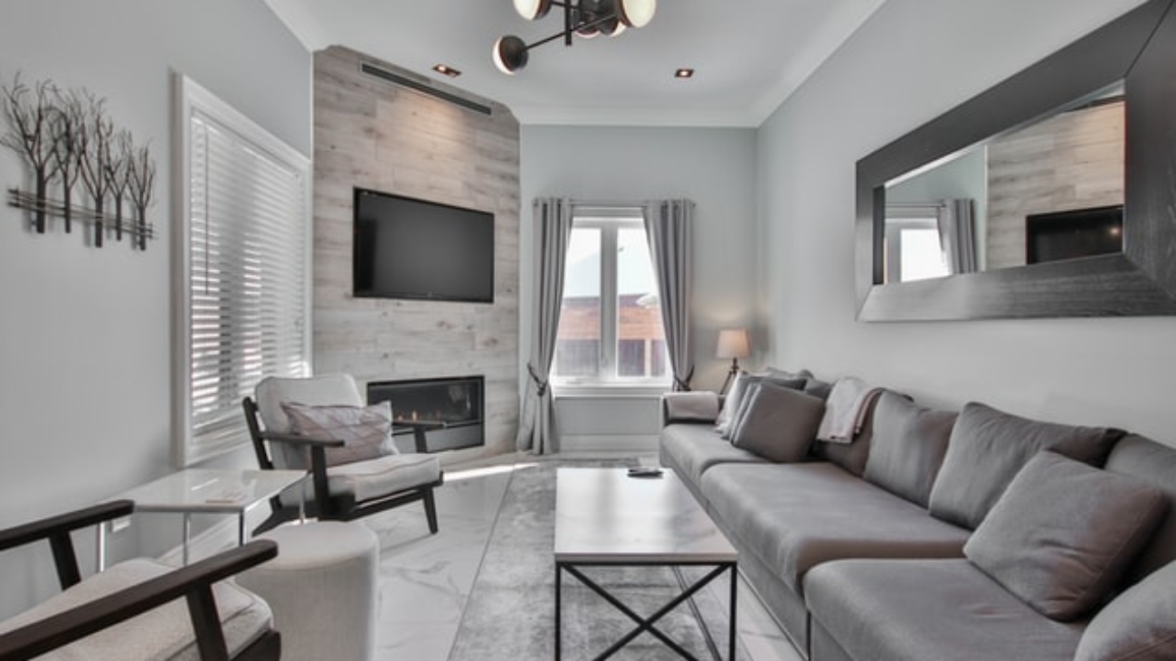white furnished living room
